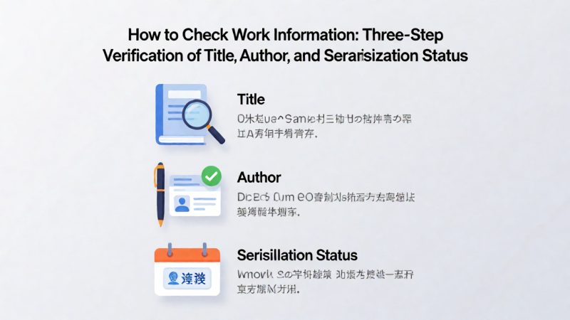 作品信息怎么看:名称、作者与连载状态的三步核对 示意图